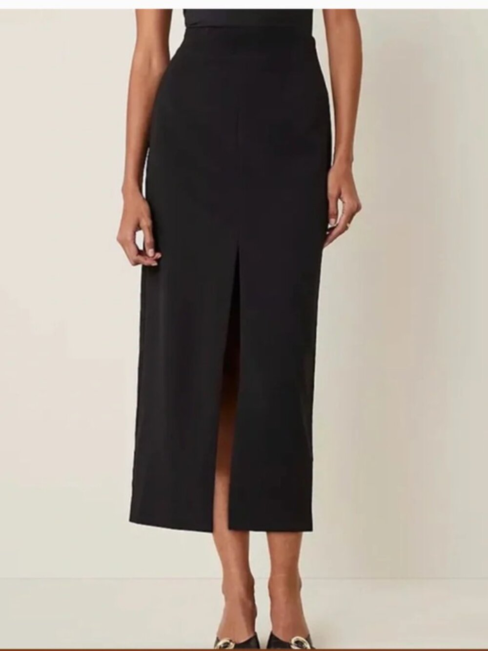 Anne Klein Elegant Black Midi Evening Skirt 10